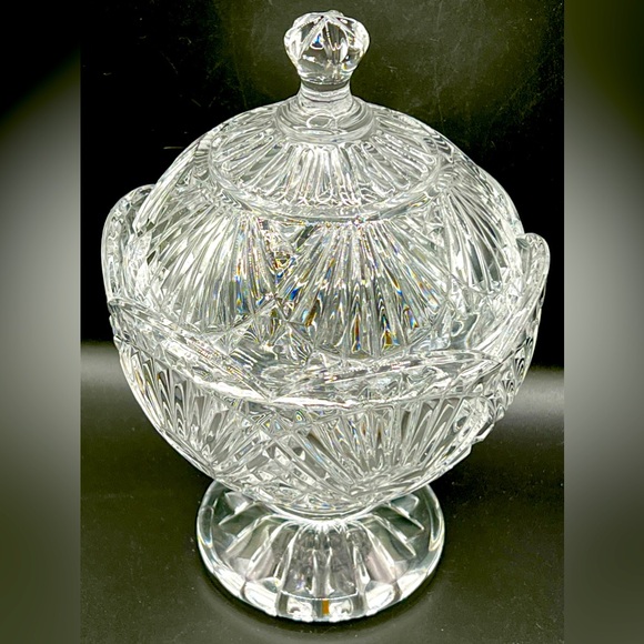 Vintage Godinger Shannon Crystal Footed Candy Dish Bowl with Lid Heavy 8.5 in - Picture 3 of 13